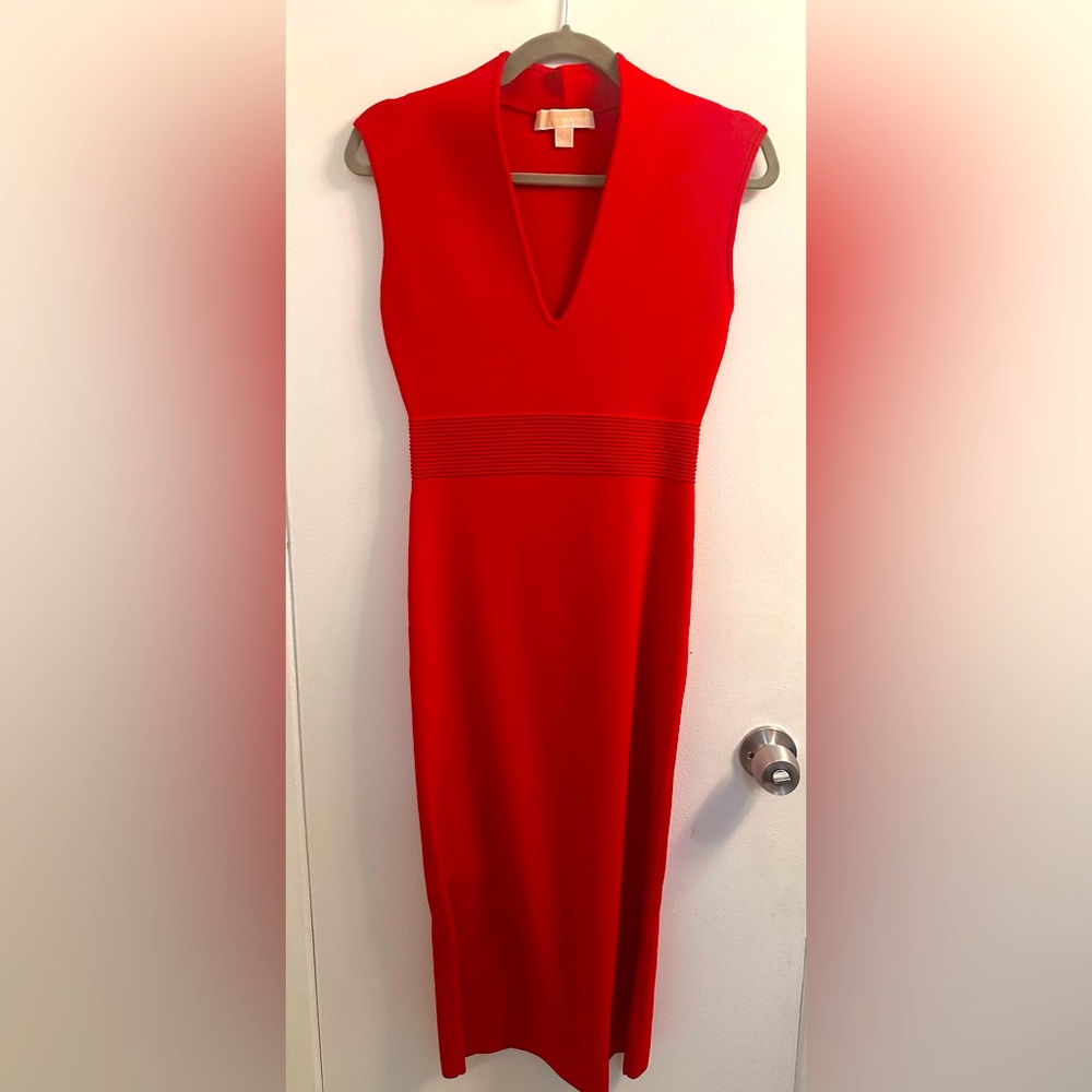 Barely Worn Micheal Kors Bodycon Dress Red- size Small